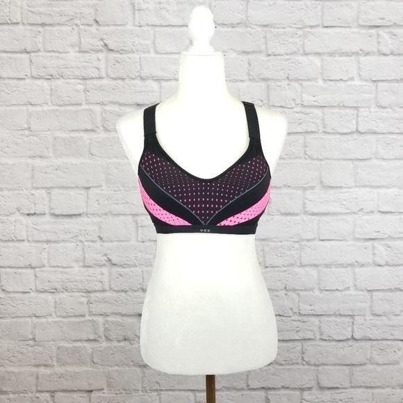 Victoria's Secret VSX Sport black pink racerback sports bra women's size 32B - Picture 2 of 9
